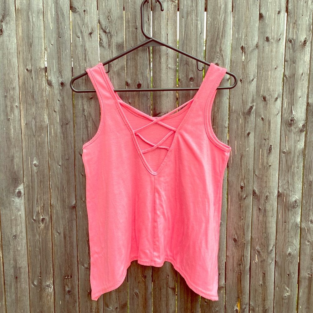 Charlotte Russe criss cross back pink top